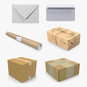 3D mail packages envelopes packings model
