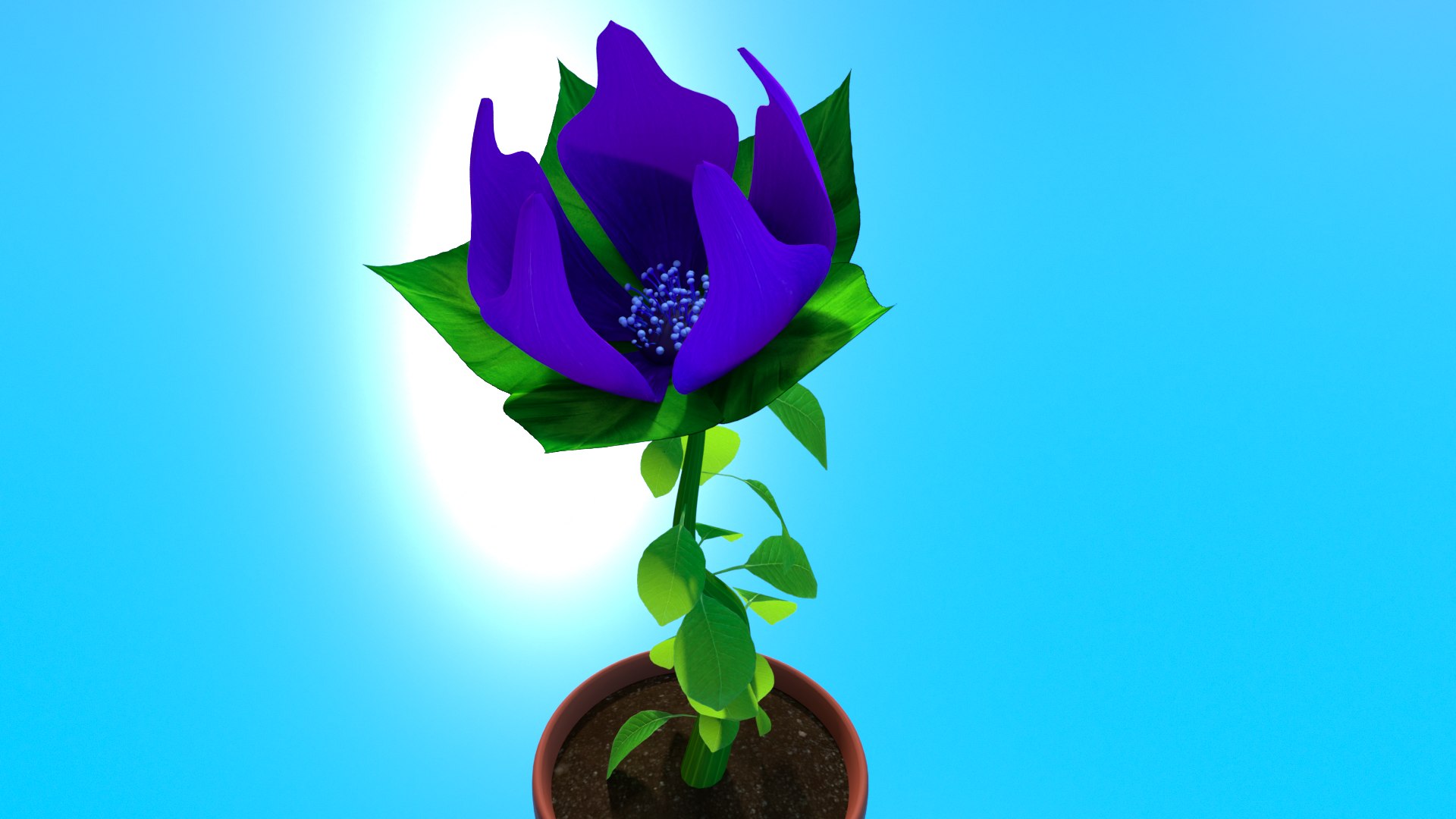 3D Rigged Purple Flower - TurboSquid 1624357