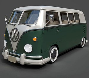 3D Vintage VW Bus - Hyper-Detailed Retro 3D Model model