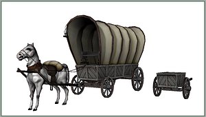 Horse and covered wagon