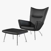 Wing Chair & Ottoman By Hans J. Wegner