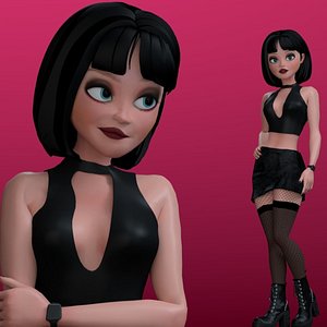 Stylized Cartoon Woman Character Rigged