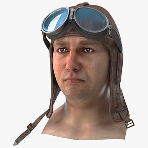 Pilot head with Helmet and Goggles