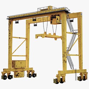 Gantry Crane Yellow Lowpoly PBR