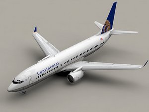 b 737-800 continental airlines 3d model