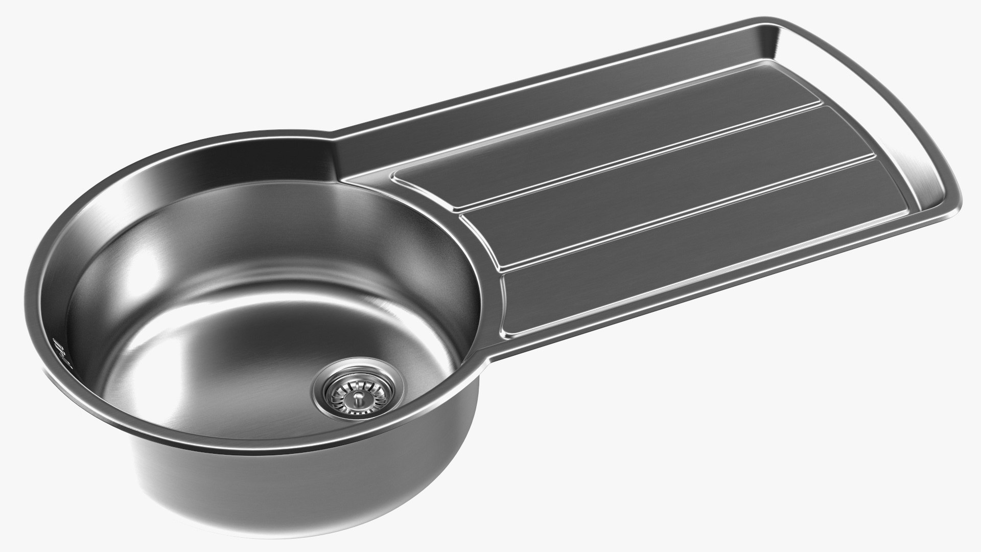 Stainless Steel Kitchen Sink with Recessed Drainer 3D model preview