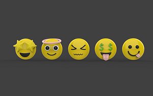 3D model Set Icon Smile 3D model