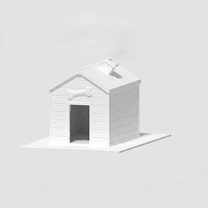 Dog House  White Wooden Dog Kennel 3D Model 3D model