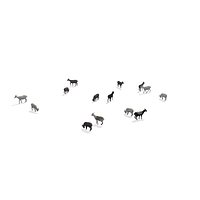Animated Herd of Many Goats Walking And Eating