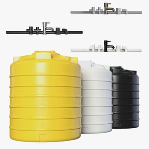 Modern Water Tank Water Tap and Pipe Fittings pack model