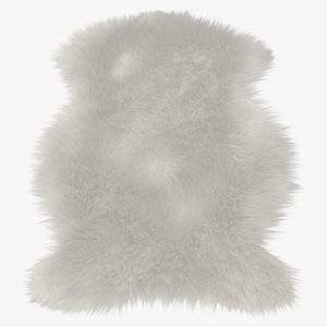 Natural Sheepskin Rug White Fur 3D model