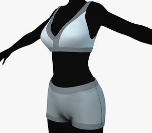 3D model Female White Bra and Underwear