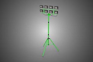 TRIPOD LARGE EIGHT 8 LED LAMP FLOOD LIGHT FLOODLIGHT POLE TOWER 3D model