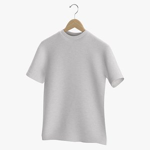 3D T Shirt Hanging Male Crew Neck White Blank and Banded Heather model