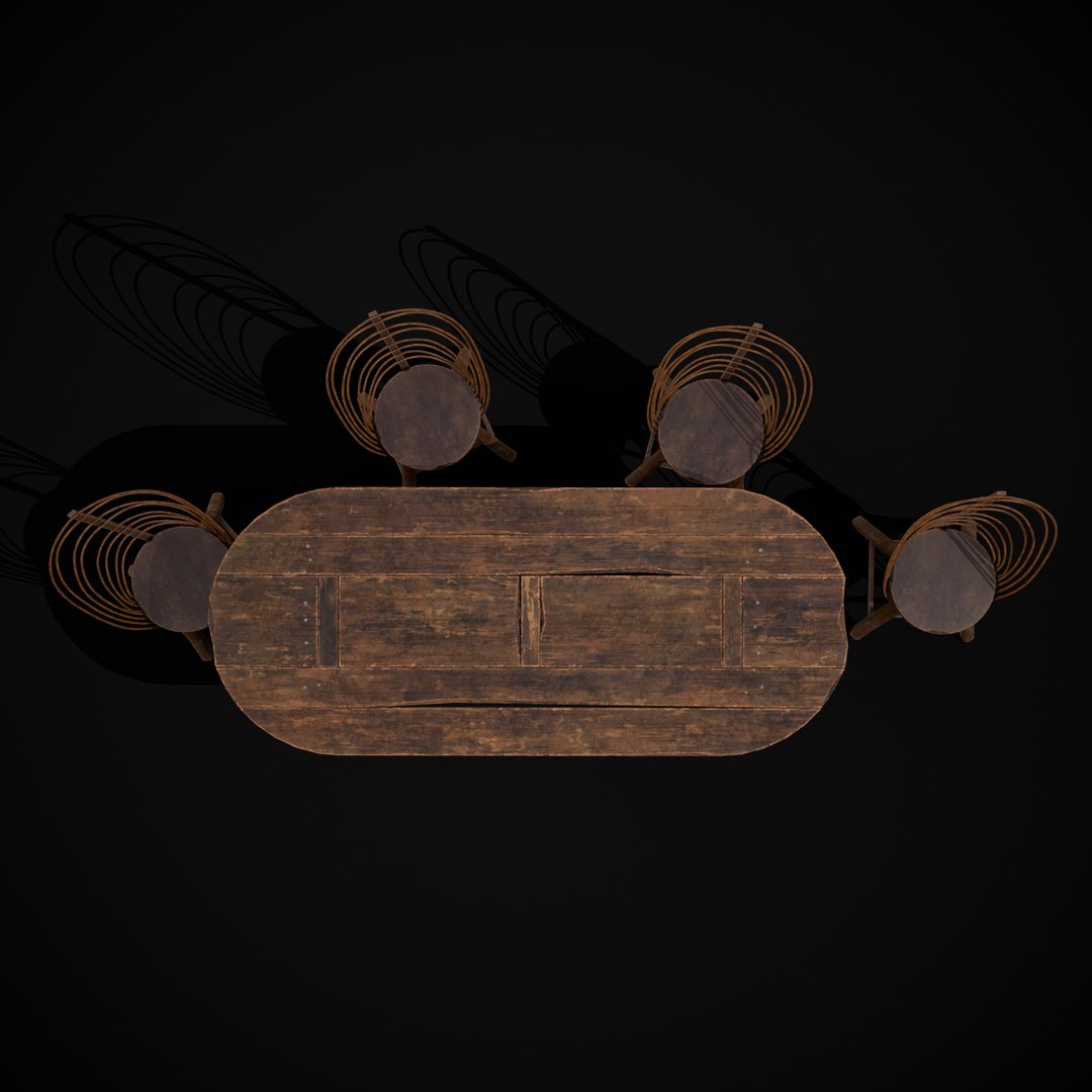 Rustic Table And Bent Stick Chairs 3D Model - TurboSquid 1968127