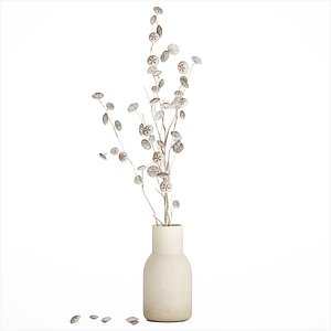 Bouquet of dried flowers from white eucalyptus branches vase 556 model