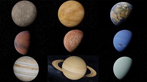 Complete Solar System 3D Model Set Planets Sun Moon and More Low-poly 3D model model