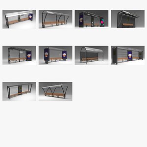 Bus Stop Shelters – Urban Public Transport 3D Model Bundle