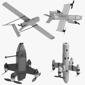 Set of 4 Ukrainian drones UEB-1 UAC FP-1 WIY STRILA OCTOPUS 100 3D