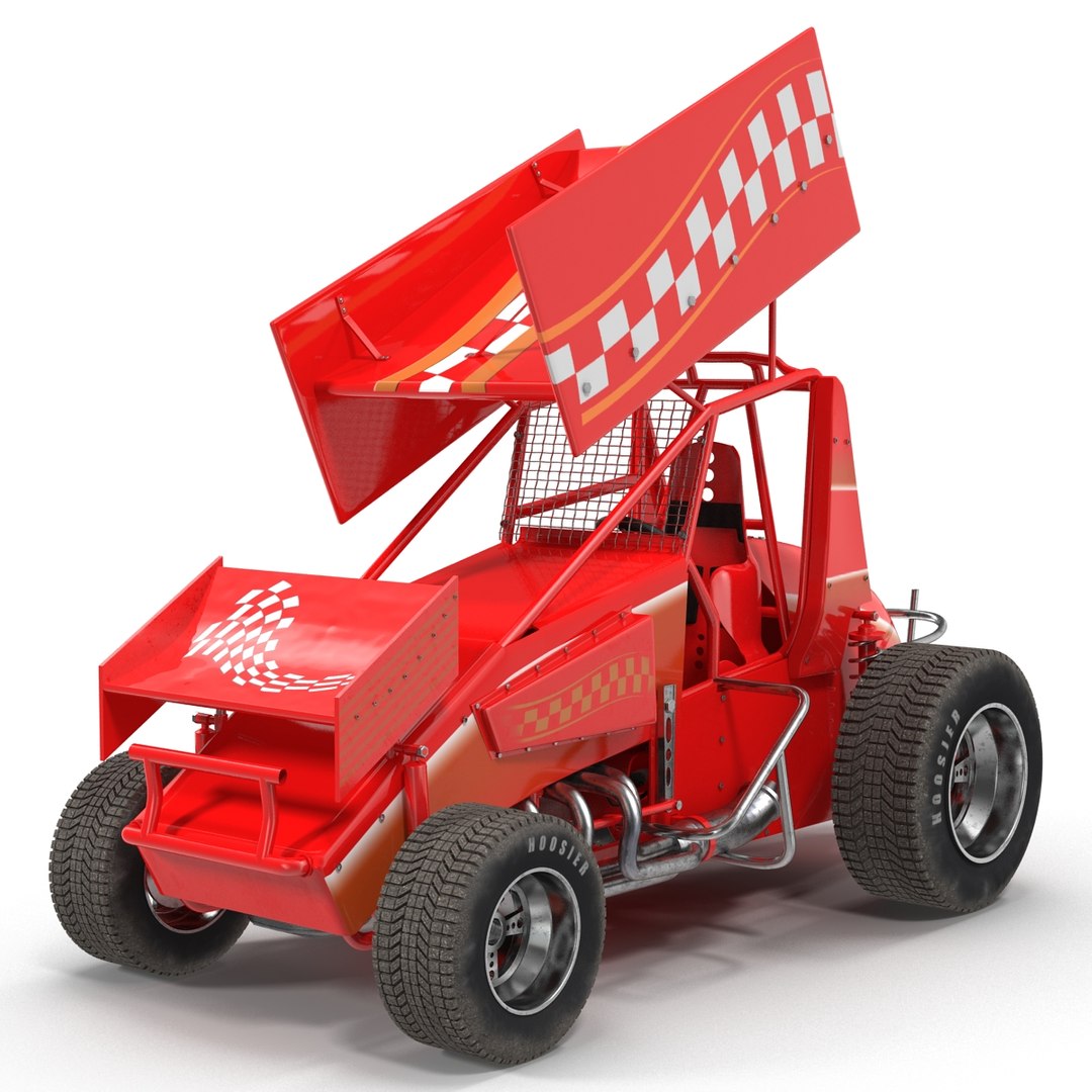 Winged Sprint Car Red 3D Model 3D model preview