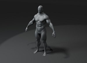 Strong Male Body Base Mesh Animated Rigged 3D Model 20k Polygons