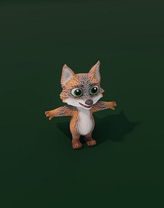 Cartoon Grey Fox Animated 3D Model 3D model