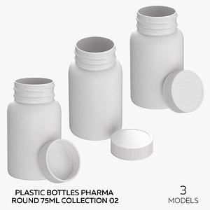 Plastic Bottles Pharma Round 75ml Collection 02 - 3 models 3D