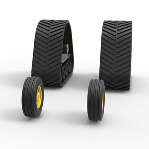 Wheel set of Pro Stock Pulling Tractor Version 2 Scale 1 to 25 3D model