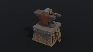 Low-poly Cartoon blacksmith tools Polygonal Style