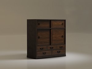 Low-Poly Japanese Traditional Chest 3D