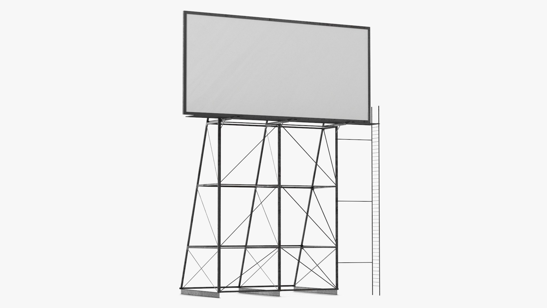 Outdoor Advertising Billboard Structure 3D model preview