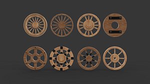 Wooden wheels 3D model