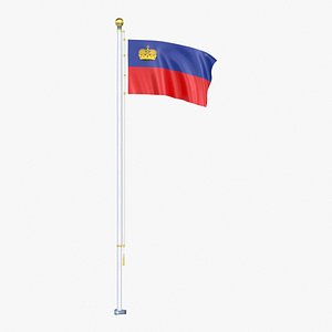 Liechtenstein Flag Stand Pole Animated Loop 3D