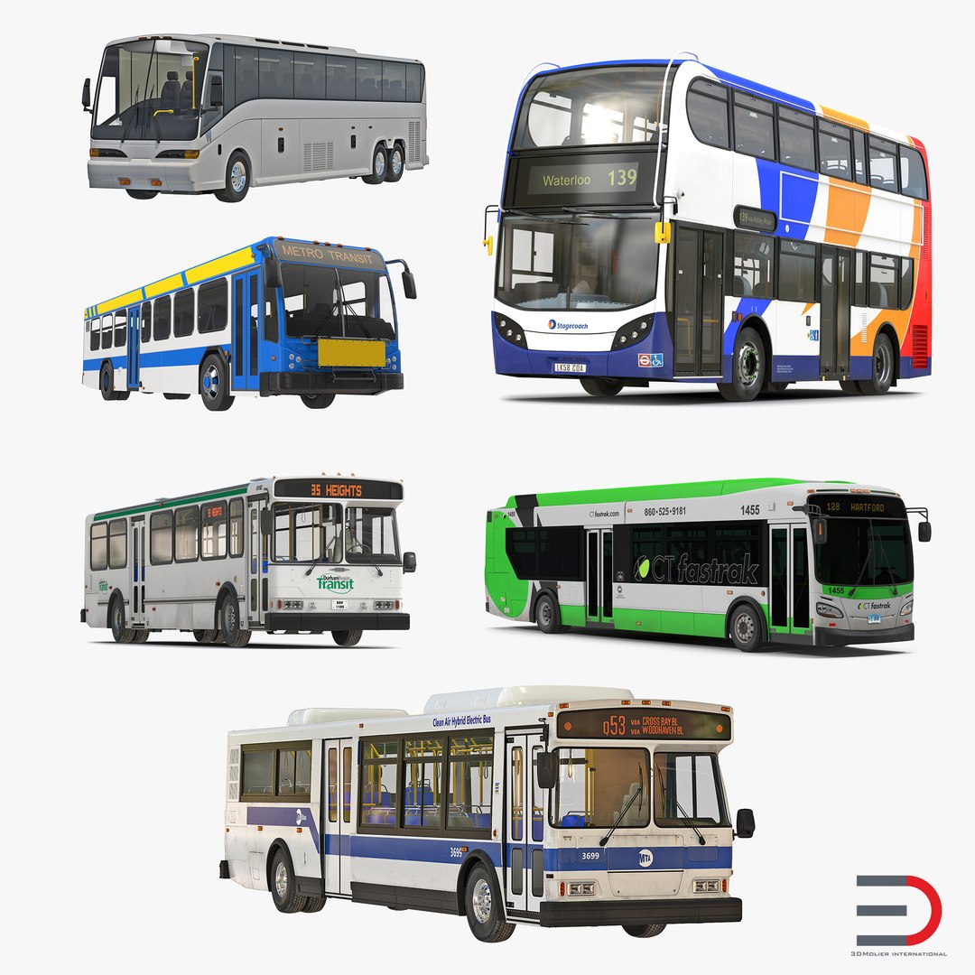 Buses 3D Models Collection 4 3D model preview