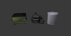 set garbage dumpster 3D