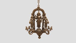 Lord Perumal vishnu with Sridevi and Bhudevi oillamp model