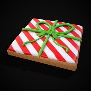 3D Square Present Christmas Cookie