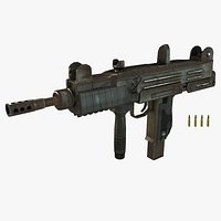 Uzi Submachine Gun mid-poly