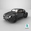 Retro Off Road Concept Coupe Vehicle Black 3D