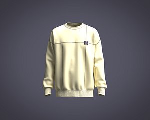 Mens sweatshirt with overlock stitch and patch label 3D model