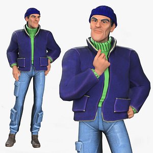 Cartoon Rigged Toon Old Man-Angus Character 3D Model