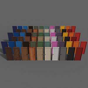 PBR Wood Door With Frame A model