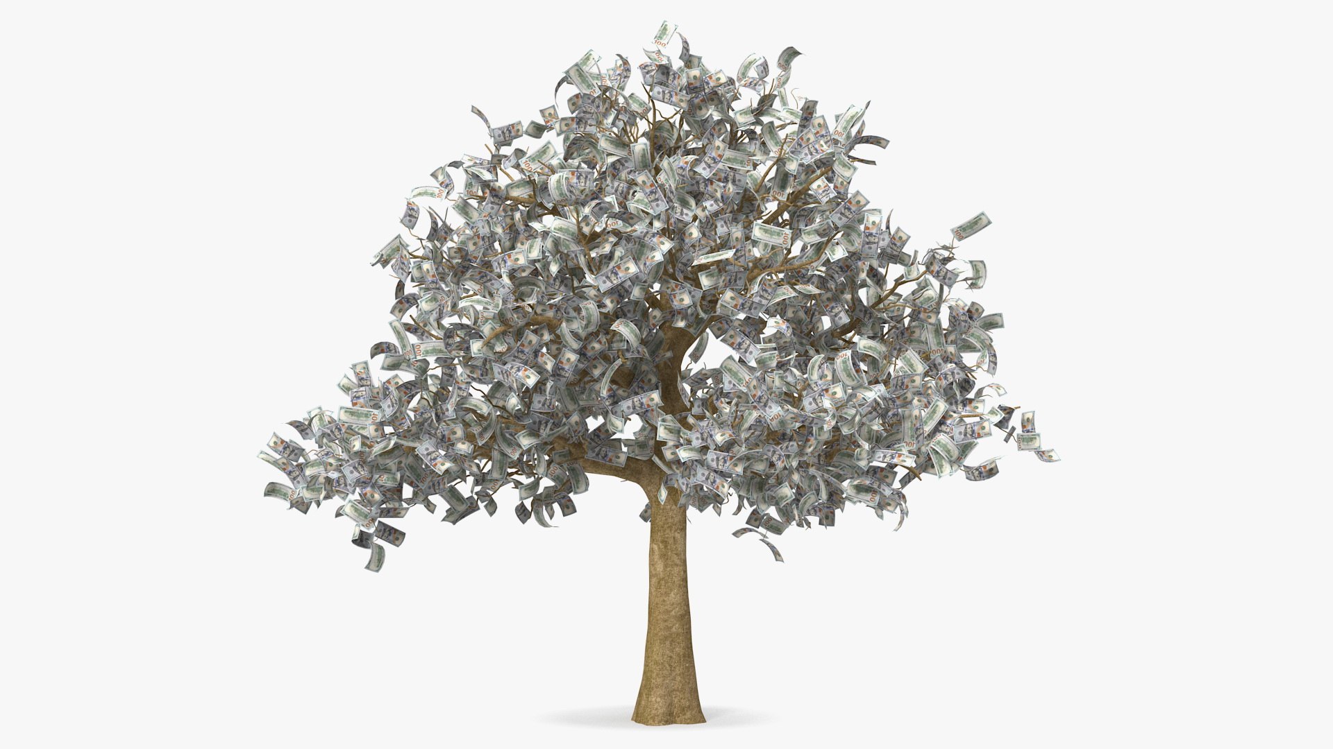 Money Tree with Dollar Bills 3D model preview