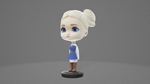 Winter Charm Bobblehead Girl 3D Model