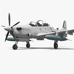 Compact Military Attack Plane with External Fuel Tanks White model