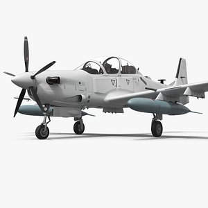 Compact Military Attack Plane with External Fuel Tanks White
