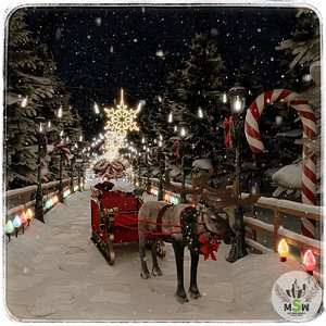 Christmas Forest Blender Scene - NIGHT 3D model