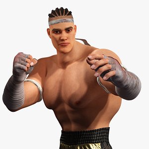 Strong Warrior Rigged Toon Rigged Fighter 3D Model Martial Artist model
