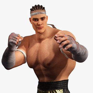 Strong Warrior Rigged Toon Rigged Fighter 3D Model Martial Artist