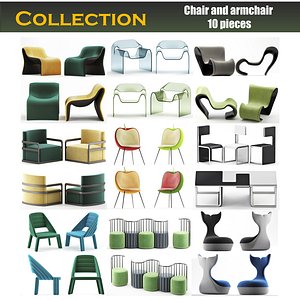 Chair and armchair 3d model collection 10 pieces(1)